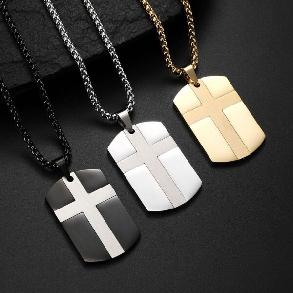 Engraved cross tag with two faces